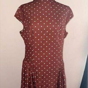 Women’s Brown Polka Dot Cap Sleeve Dress